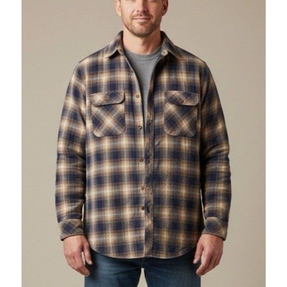 🔥Miller Western Wear Men Quilted Flannel Plaid Shajacket L Multi Color Vintage